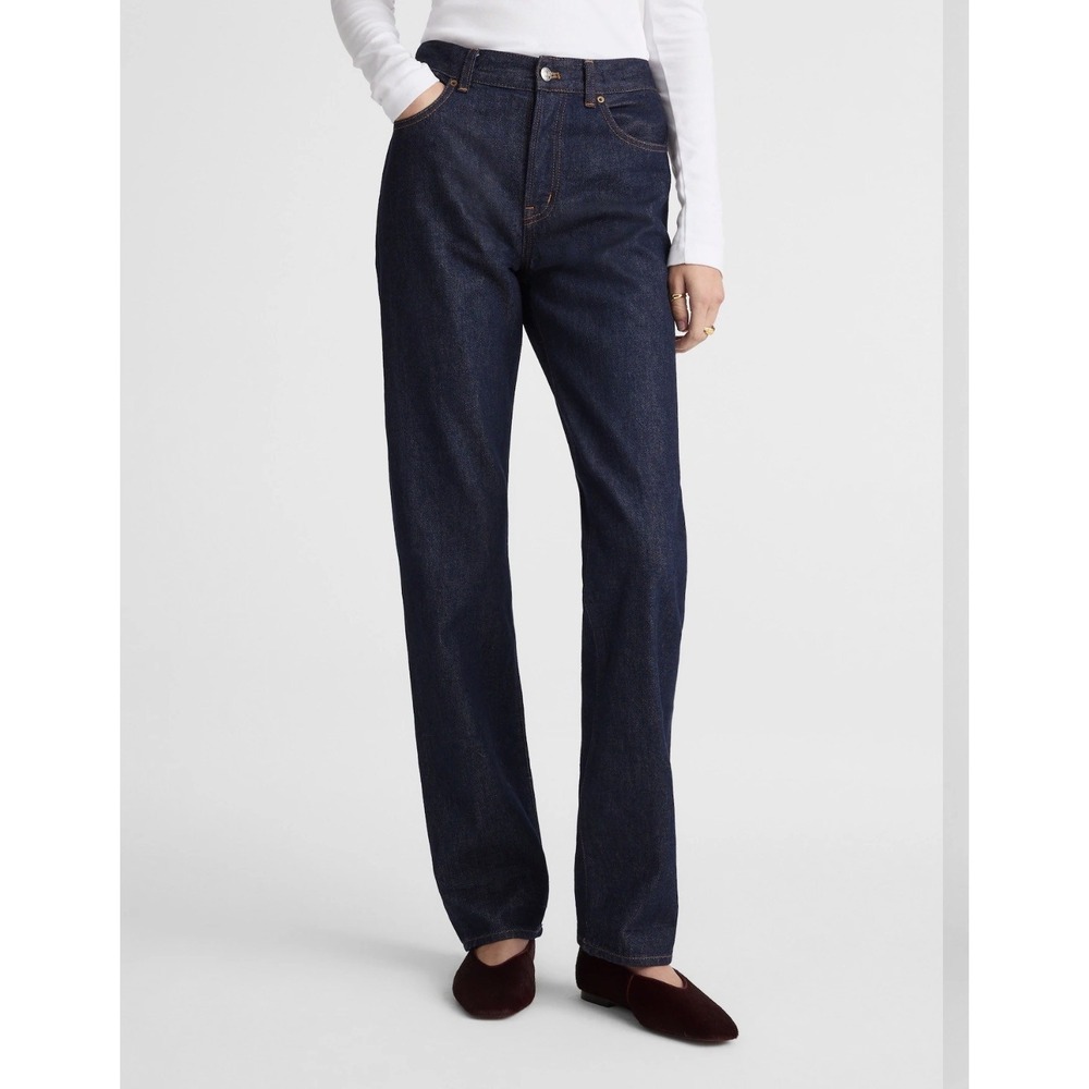 Madewell The Longline Straight Jeans Womens 31 Rinse Wash Rigid Cotton NEW